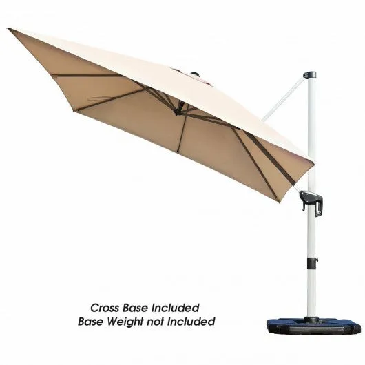 10 Ft 360 Degree Tilt Aluminum Square Patio Offset Cantilever Umbrella-Beige