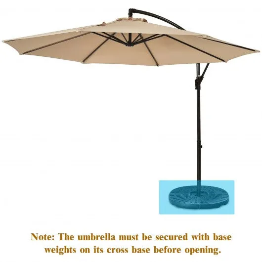 10 Ft Patio Offset Hanging Umbrella with Easy Tilt Adjustment-Beige