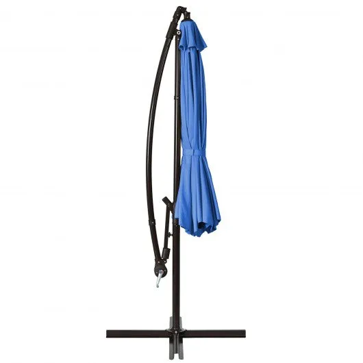 10 Ft Patio Offset Hanging Umbrella with Easy Tilt Adjustment-Blue