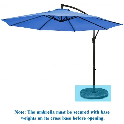 10 Ft Patio Offset Hanging Umbrella with Easy Tilt Adjustment-Blue