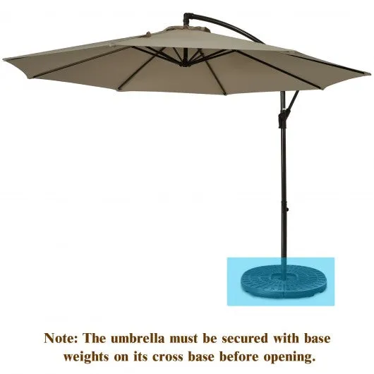 10 Ft Patio Offset Hanging Umbrella with Easy Tilt Adjustment-Tan