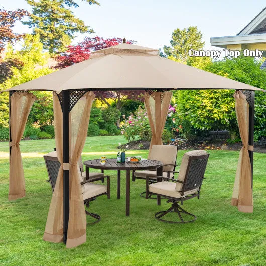 10 x 12 Feet Gazebo Replacement Top with Air Vent and Drainage Holes-Beige