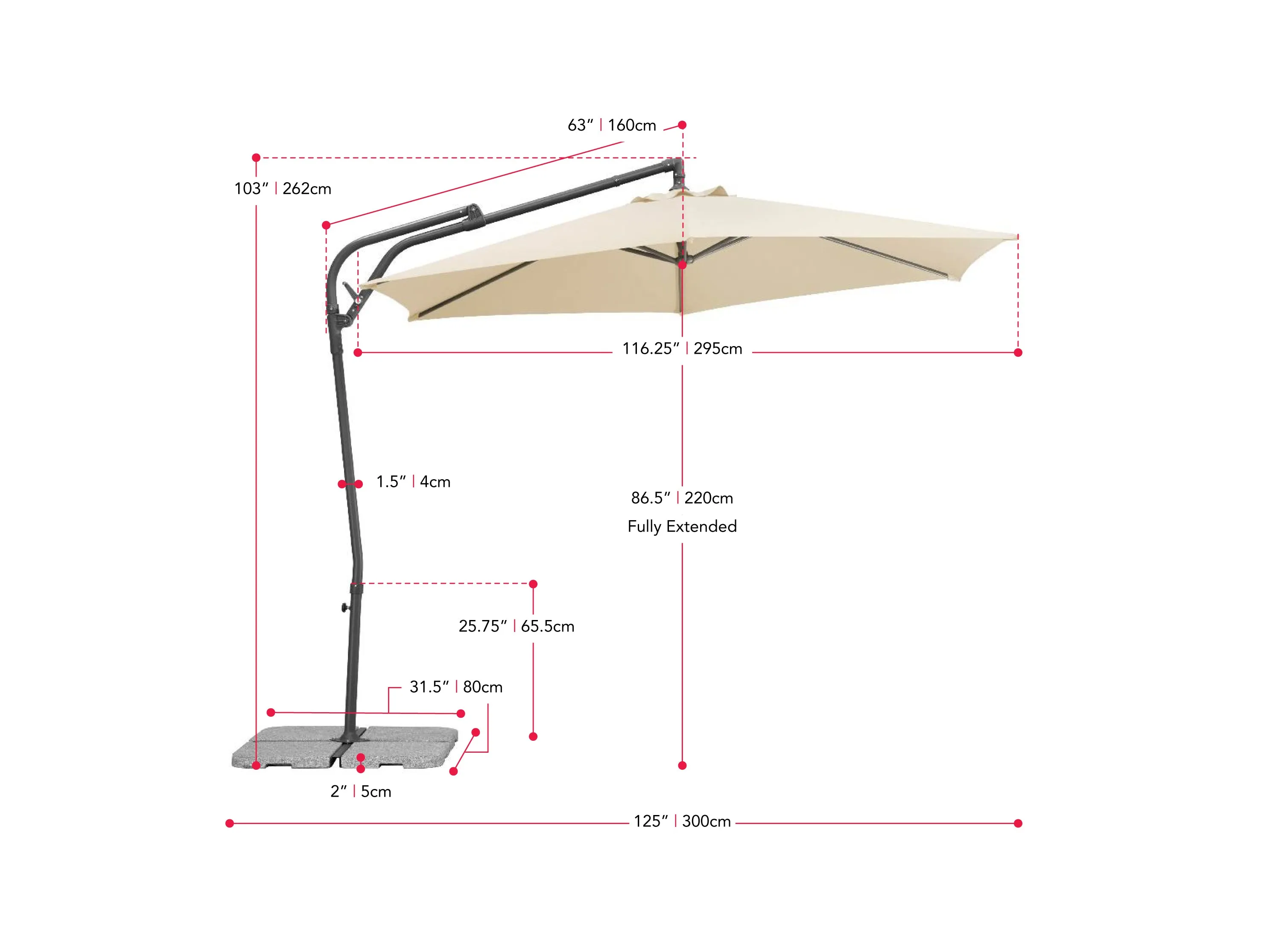 10ft Black Cantilever Umbrella