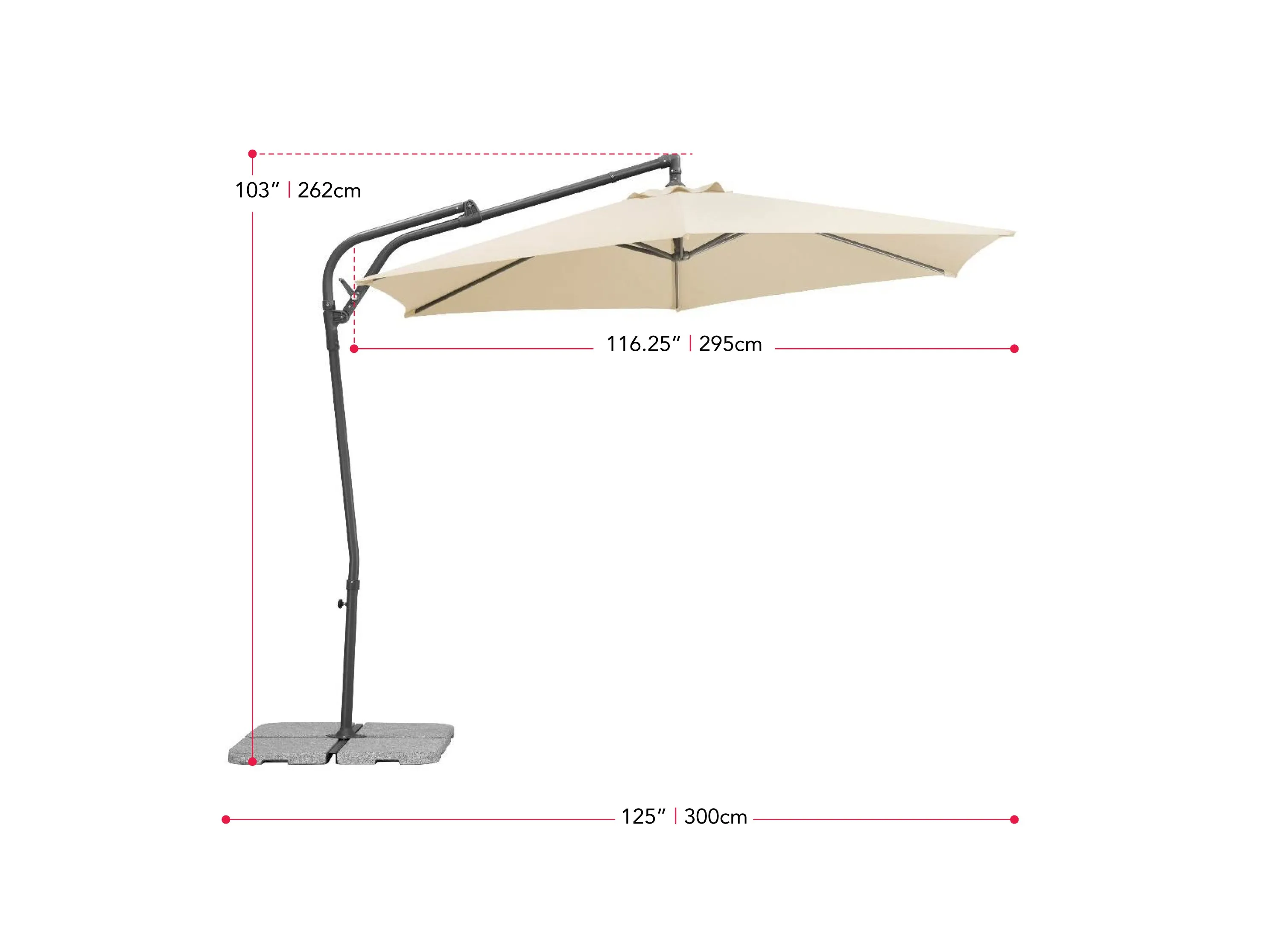 10ft Taupe Cantilever Umbrella