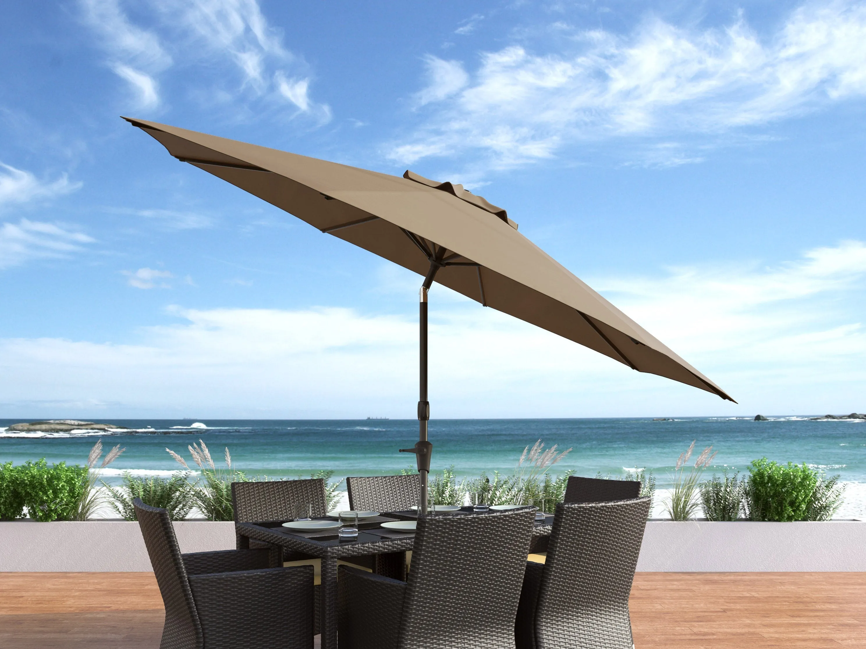 10ft Wind Resistant Sandy Brown Patio Umbrella