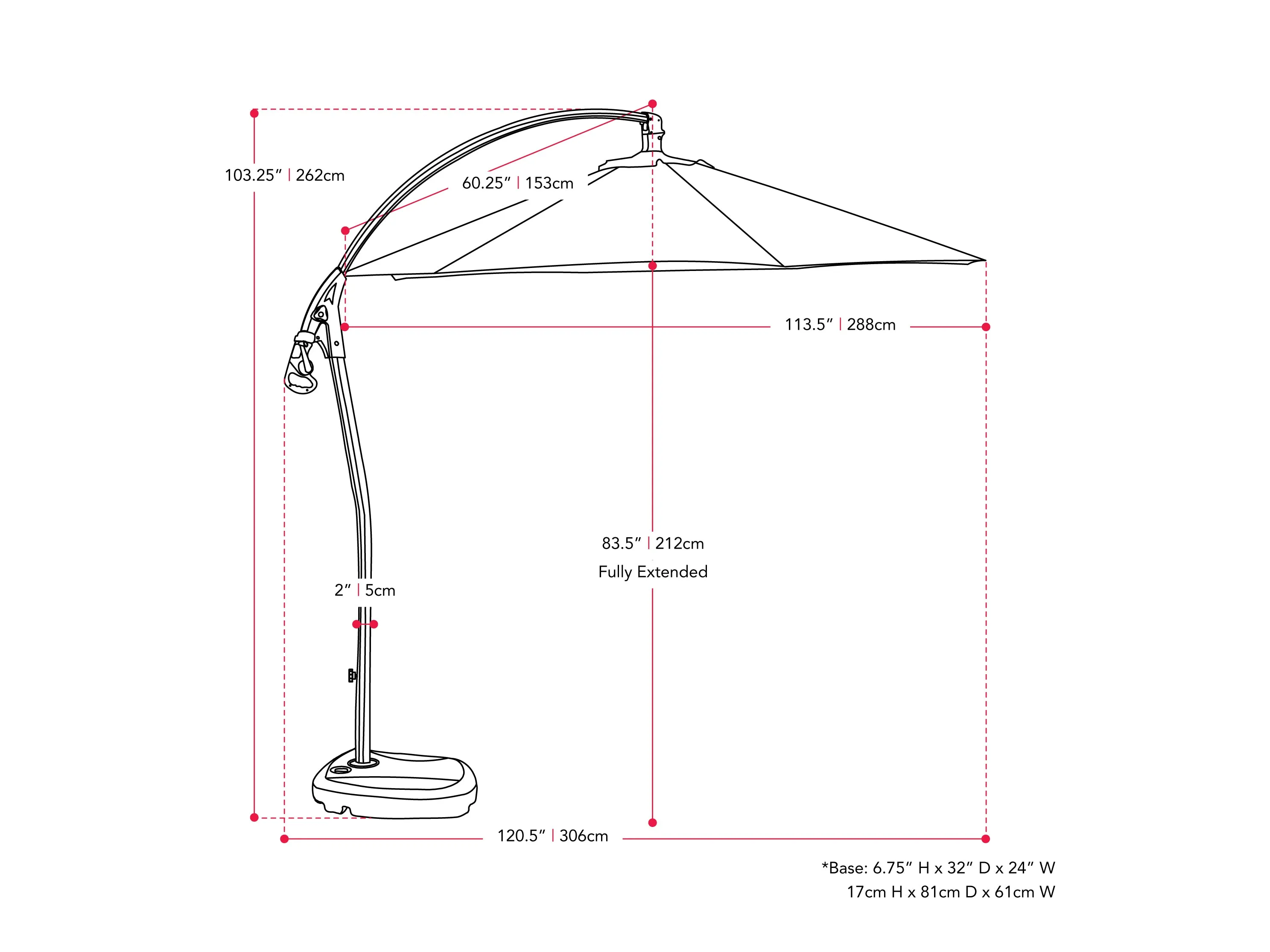 10ft Wine Red Cantilever Umbrella with Base