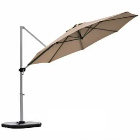 11' Patio Offset Cantilever Umbrella 360° Rotation Aluminum Tilt-Tan