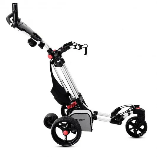 120 W Foldable Electric Golf Push Cart with Umbrella Holder