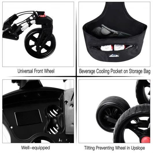 120 W Foldable Electric Golf Push Cart with Umbrella Holder