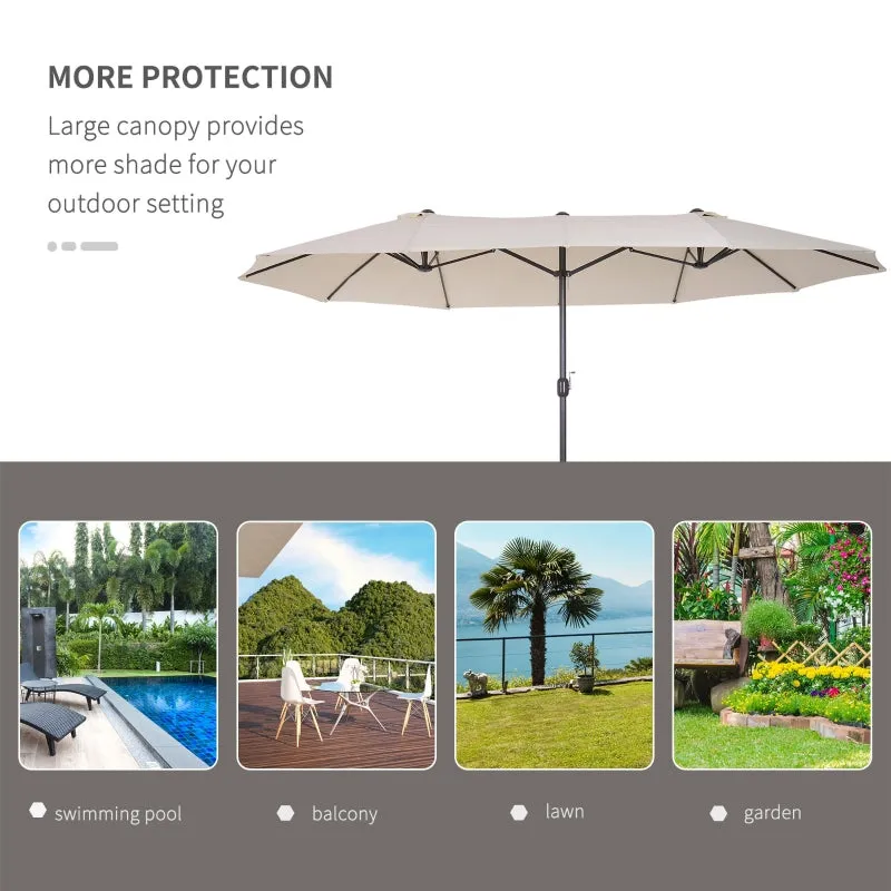 15' Double-Sided Outdoor Patio Umbrella Parasol - Beige