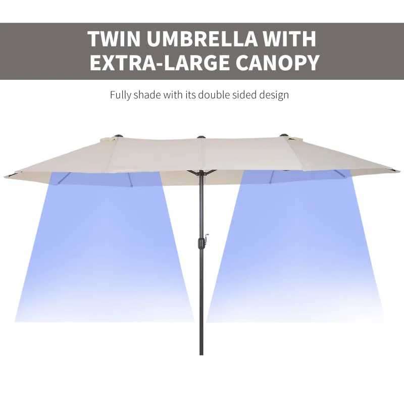 15' Double-Sided Outdoor Patio Umbrella Parasol - Beige