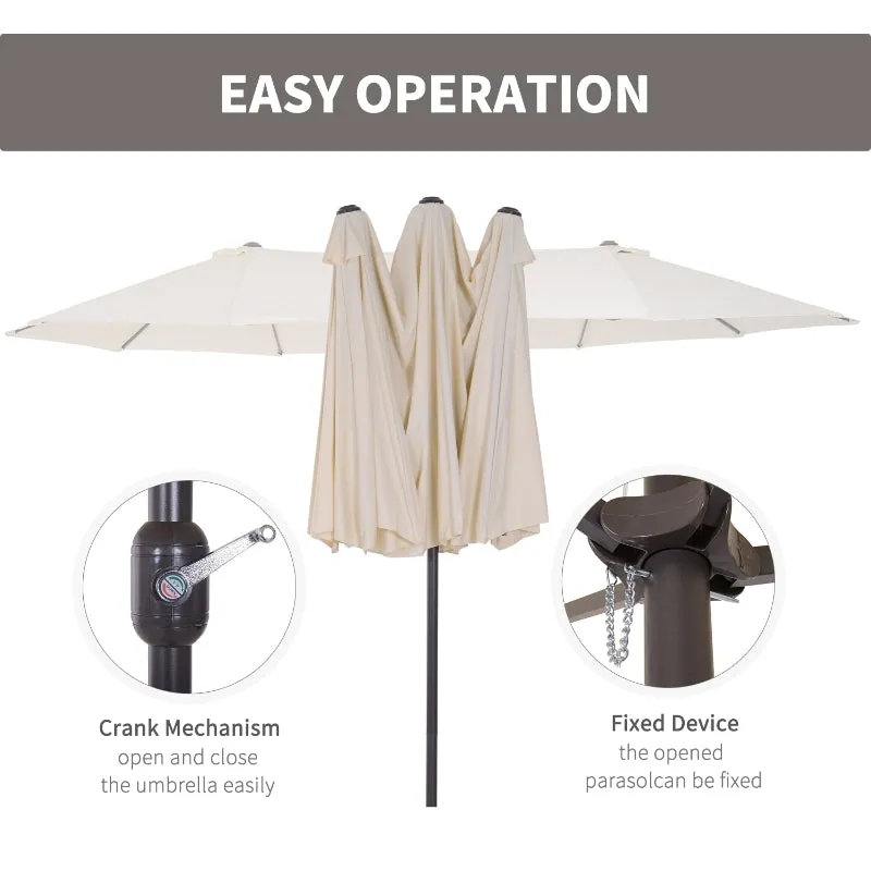 15' Double-Sided Outdoor Patio Umbrella Parasol - Beige