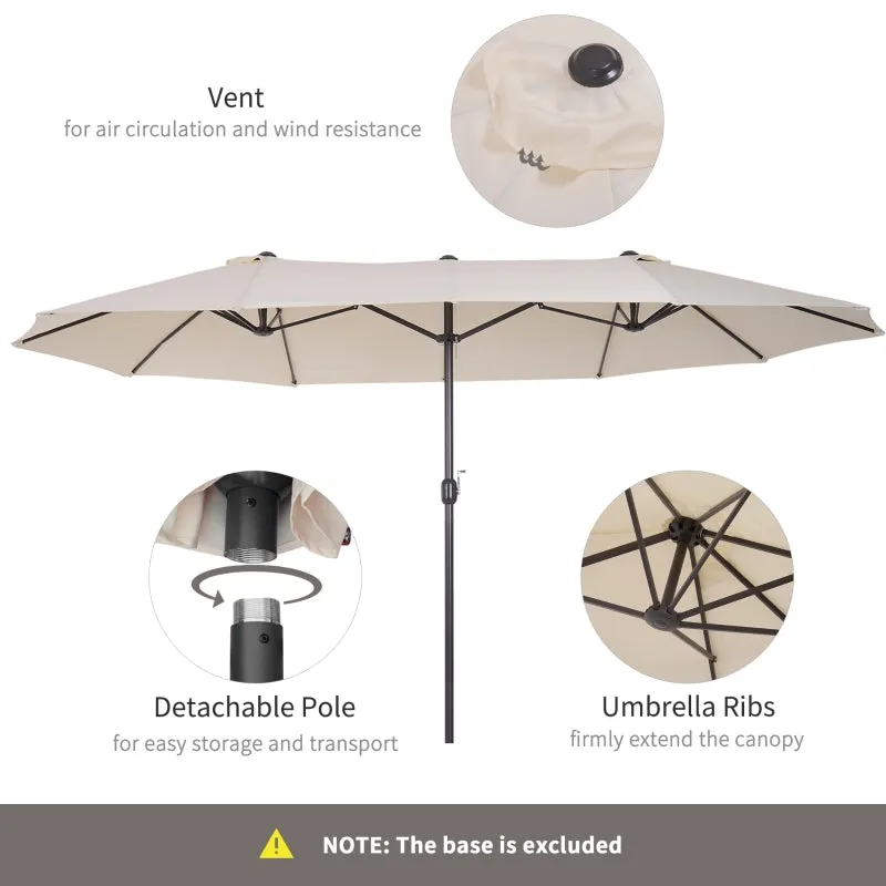 15' Double-Sided Outdoor Patio Umbrella Parasol - Beige