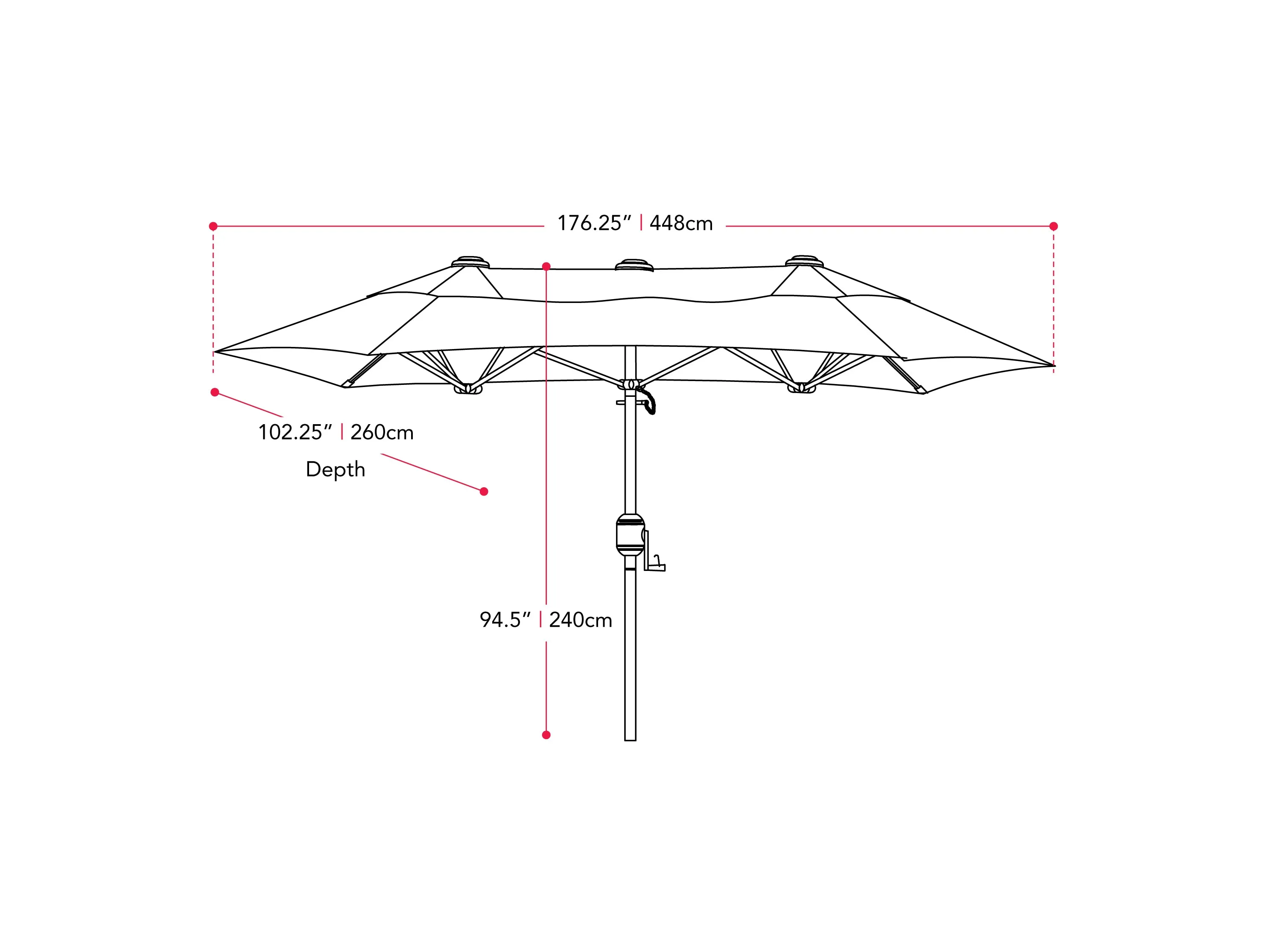 15ft Black Double Patio Umbrella