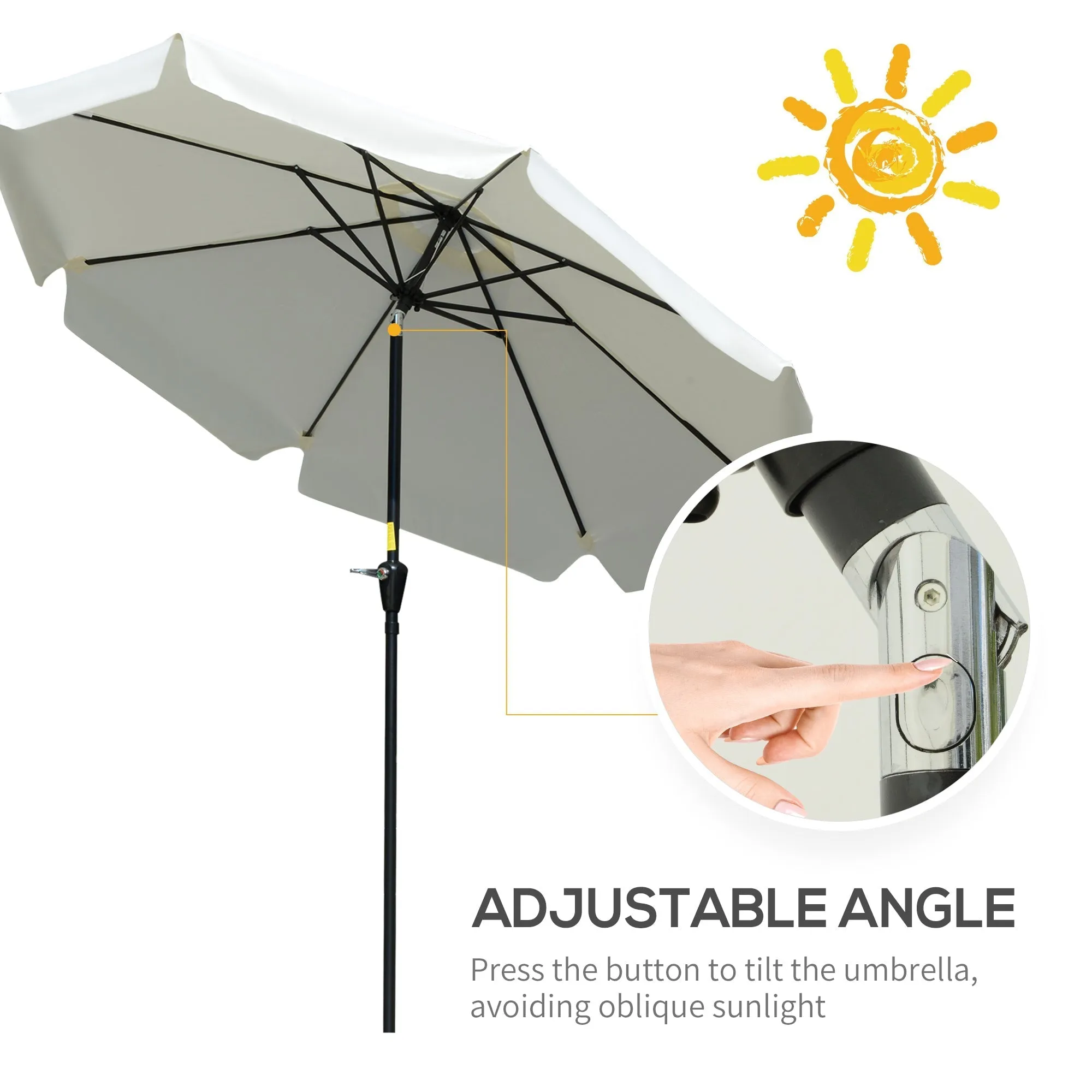 2.66m Patio Umbrella Garden Parasol Outdoor Sun Shade Table Umbrella with Ruffles