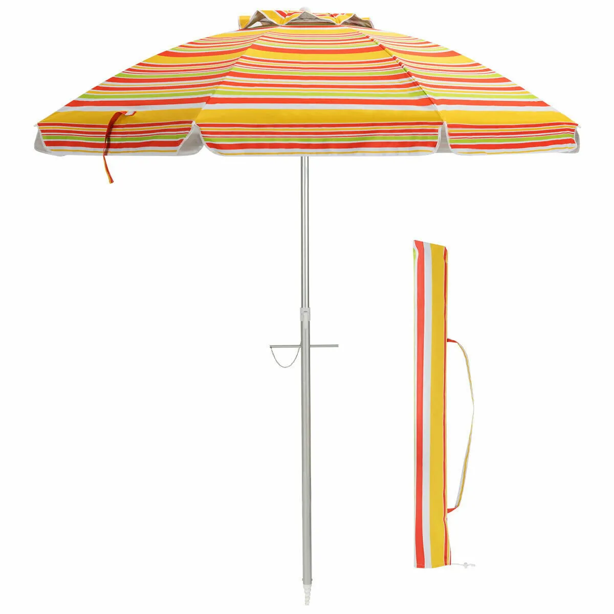 2m Sun Umbrella - Tilts with UPF 50  Protection-Yellow