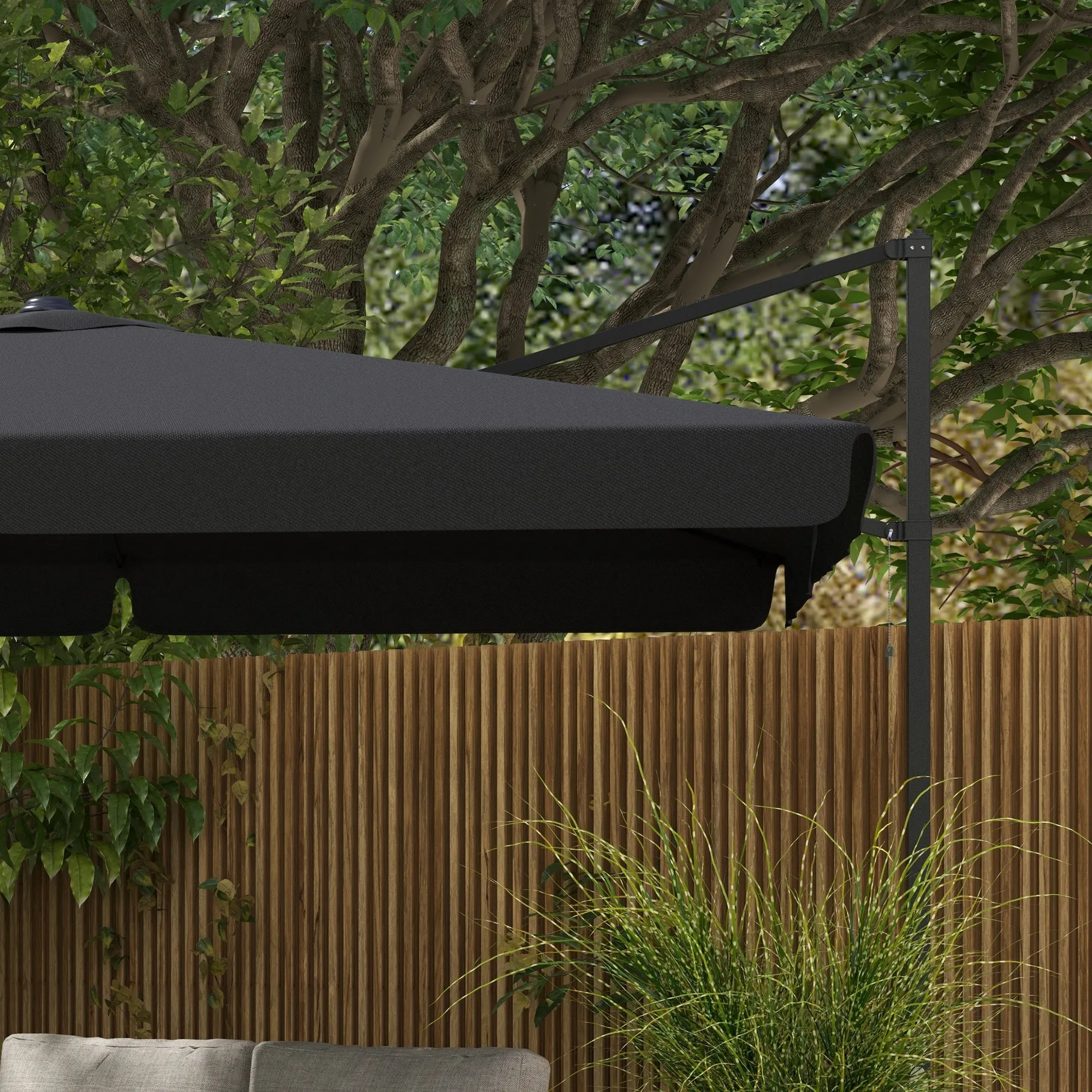 3(m) Cantilever Roma Parasol, Hanging Garden Parasol, Aluminium Square Patio Umbrella with Crank Handle and Tilt, Patio Sun Shade