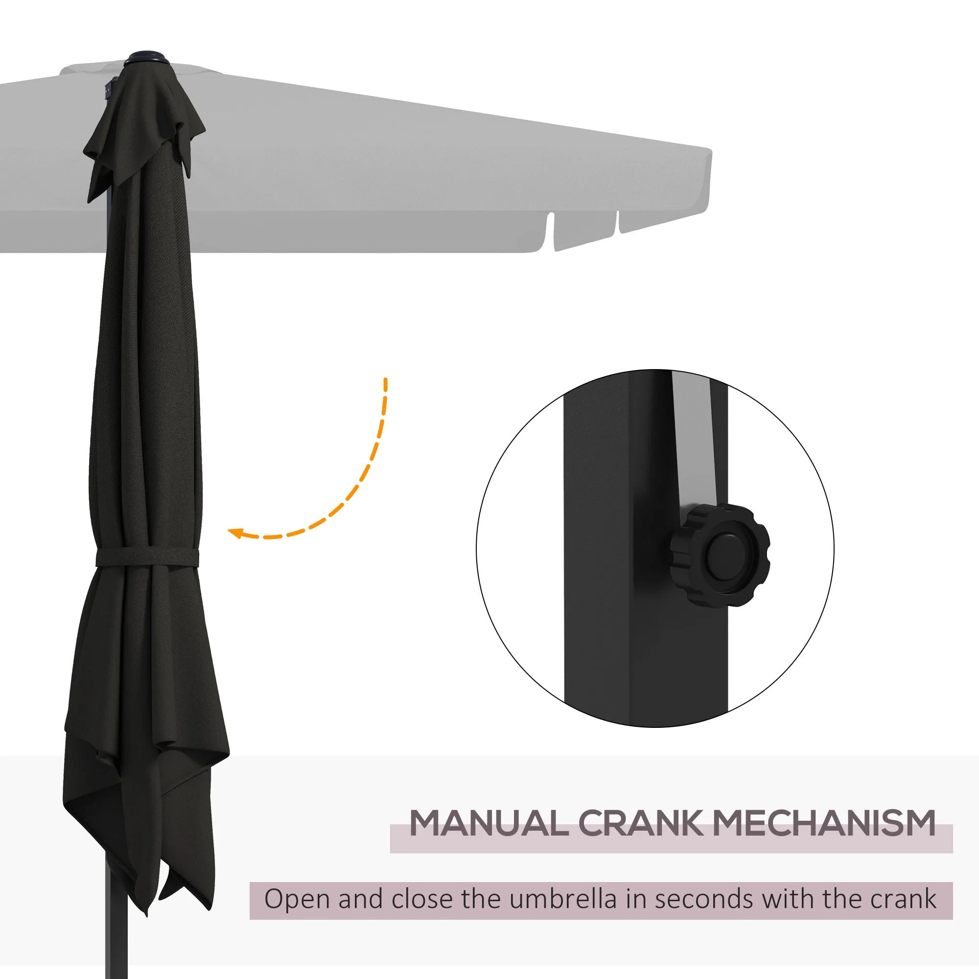 3(m) Cantilever Roma Parasol, Hanging Garden Parasol, Aluminium Square Patio Umbrella with Crank Handle and Tilt, Patio Sun Shade