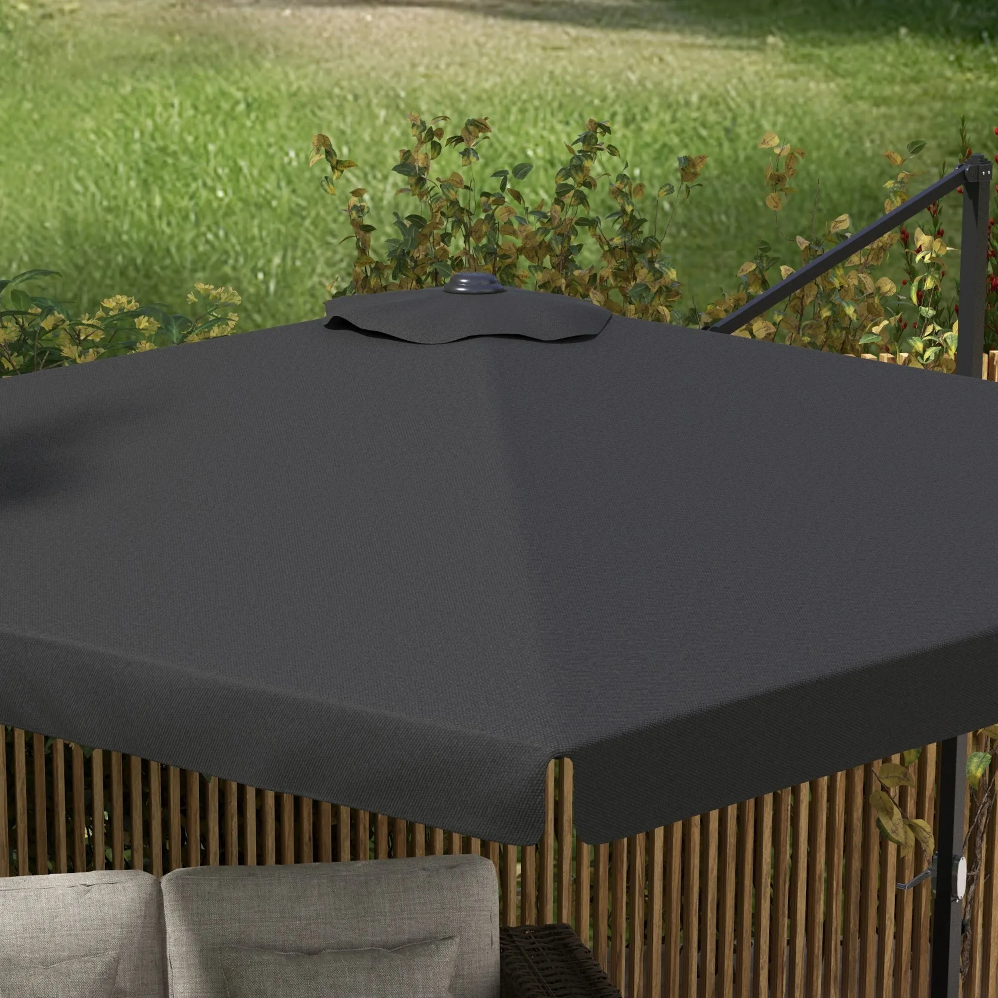 3(m) Cantilever Roma Parasol, Hanging Garden Parasol, Aluminium Square Patio Umbrella with Crank Handle and Tilt, Patio Sun Shade