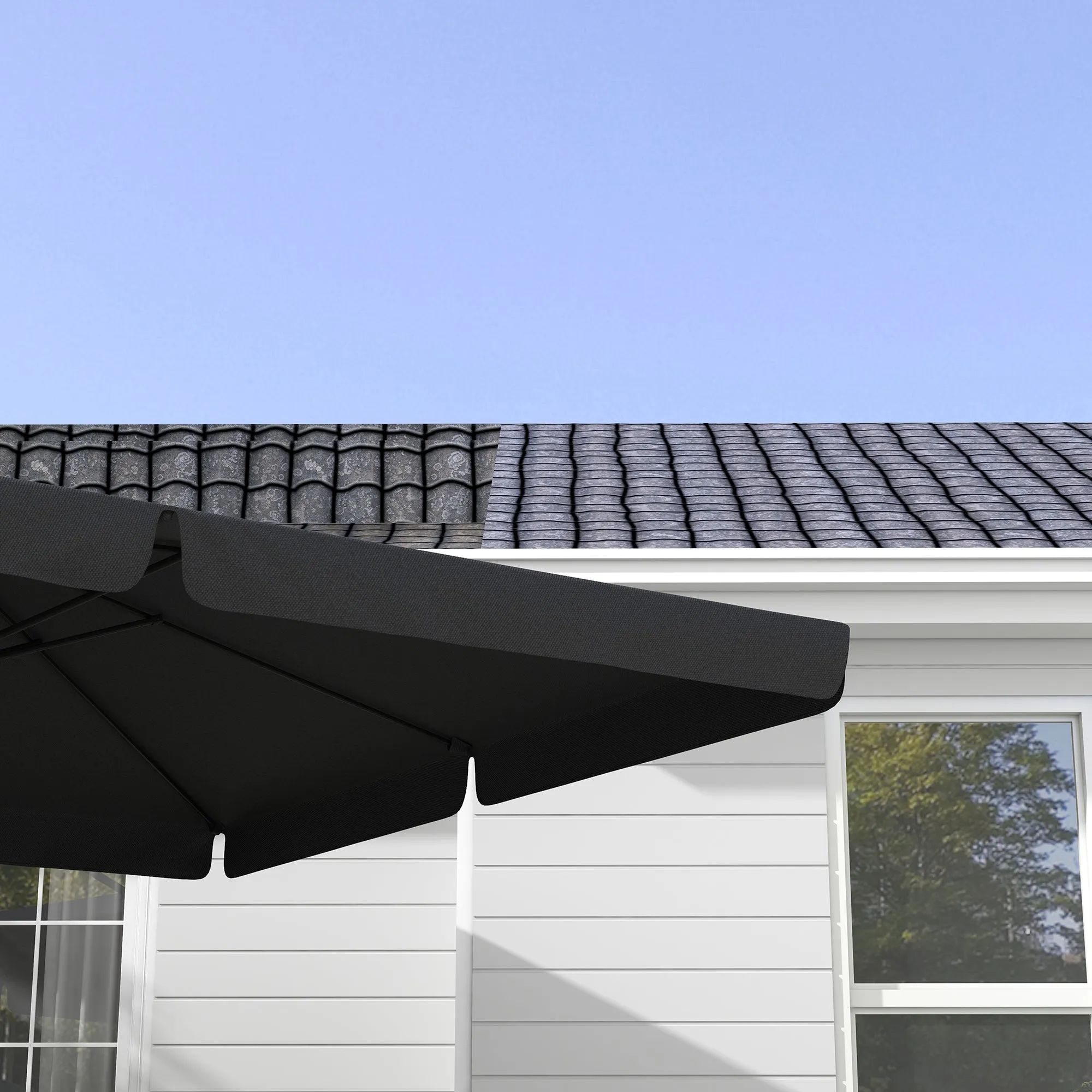 3(m) Cantilever Roma Parasol, Hanging Garden Parasol, Aluminium Square Patio Umbrella with Crank Handle and Tilt, Patio Sun Shade