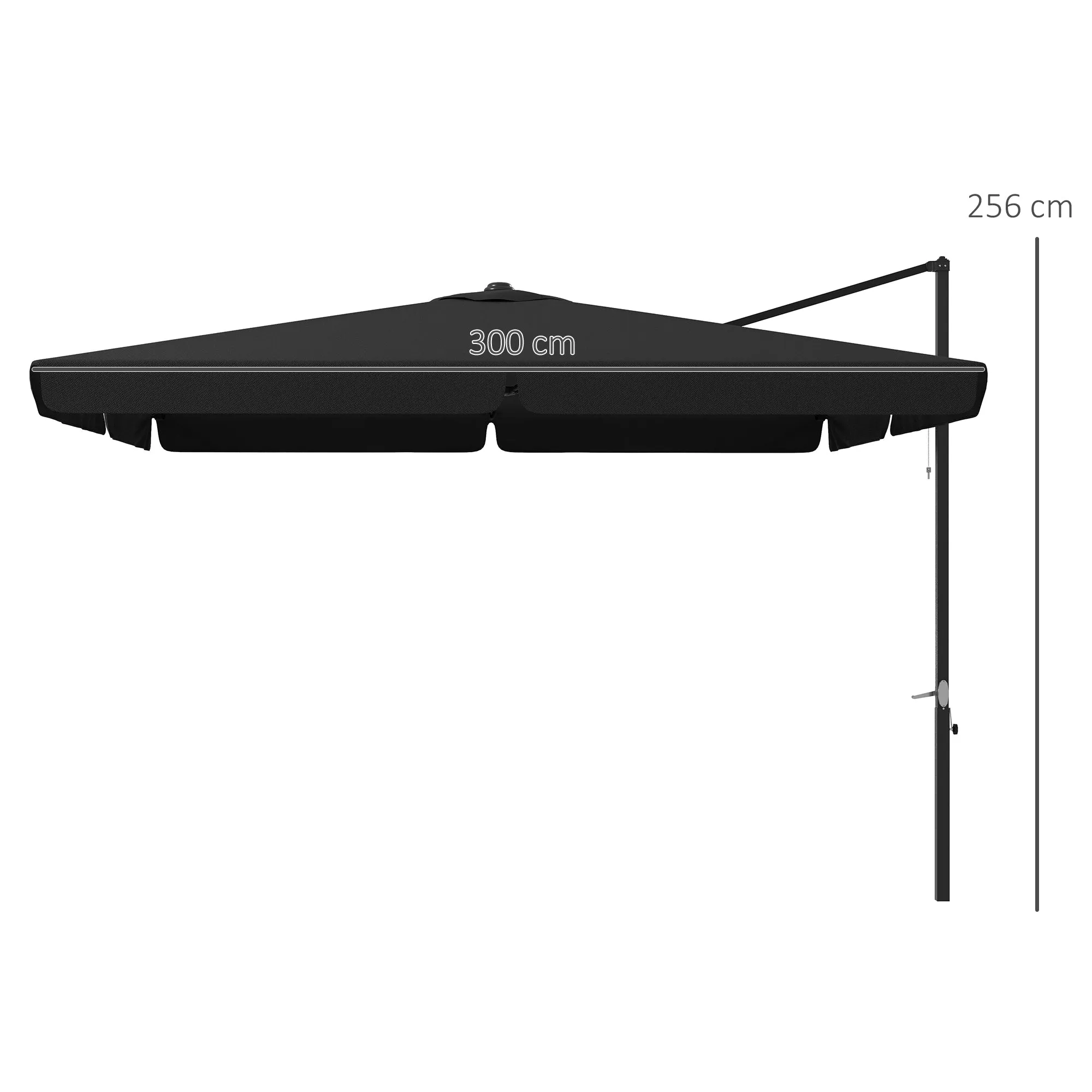 3(m) Cantilever Roma Parasol, Hanging Garden Parasol, Aluminium Square Patio Umbrella with Crank Handle and Tilt, Patio Sun Shade