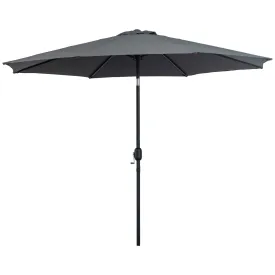 3(m) Tilting Parasol Garden Umbrellas, Outdoor Sun Shade with 8 Ribs, Tilt and Crank Handle for Balcony, Bench, Garden, Grey