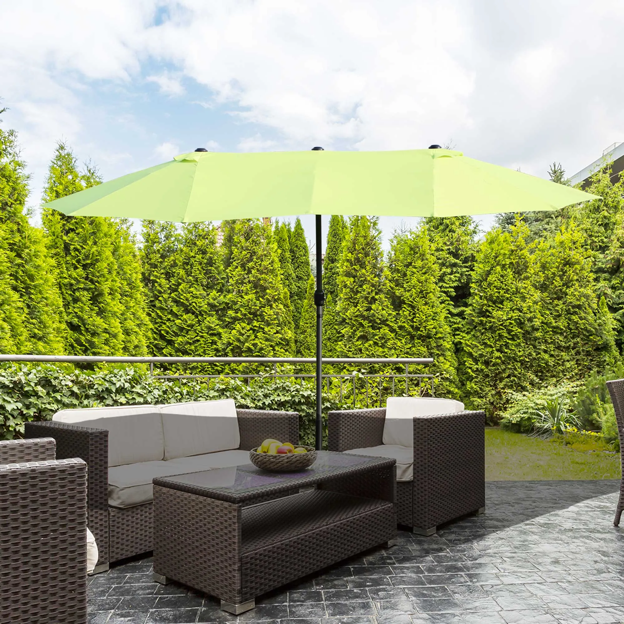 4.6m Garden Parasol Double-Sided Sun Umbrella Patio Market Shelter Canopy Shade Outdoor Grass Green - NO BASE