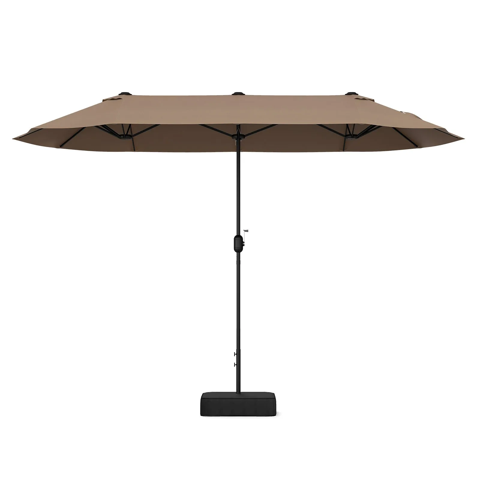 4m Double-sided Patio Umbrella with Crank Handle for Garden Pool Backyard-Tan