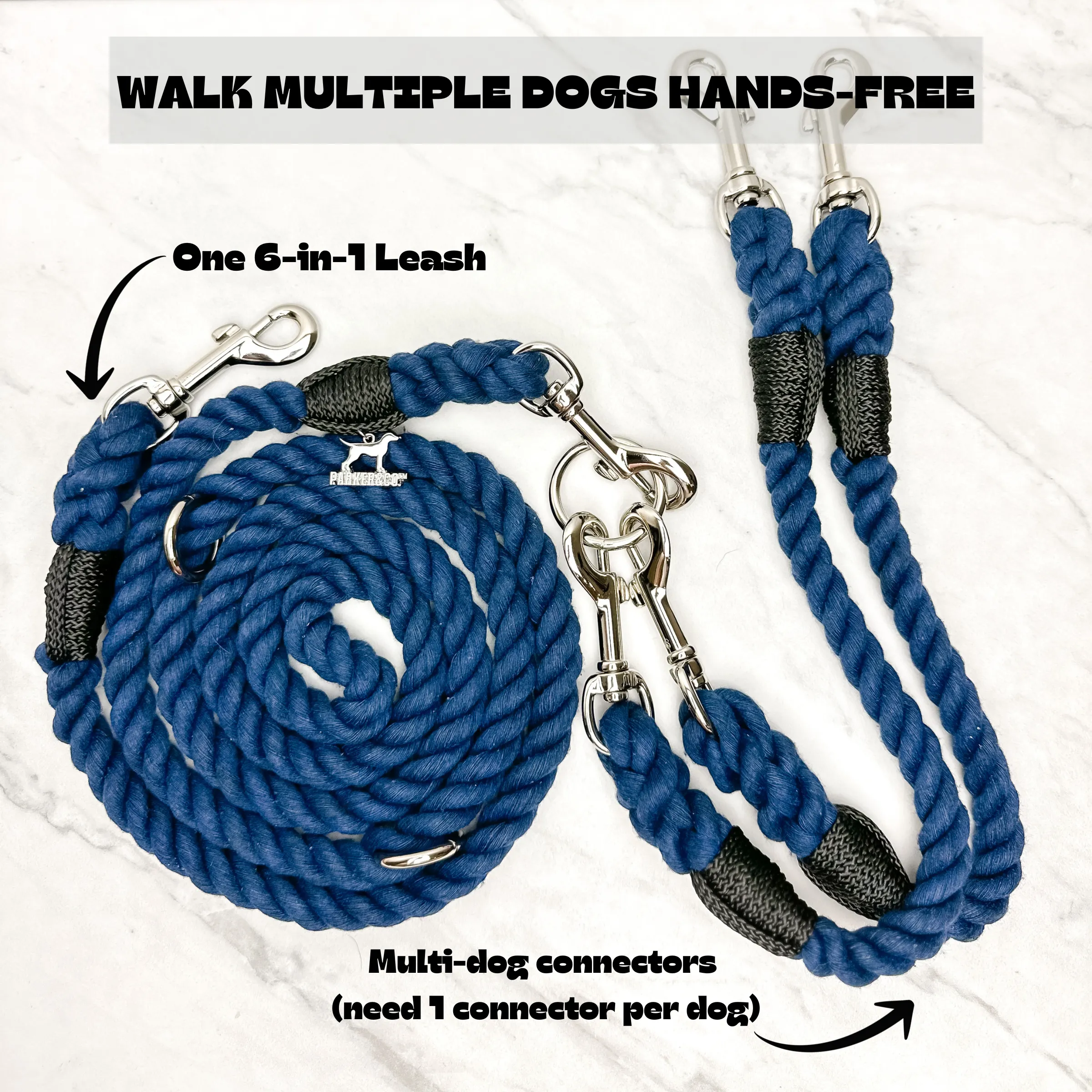 6-IN-1 Hands Free Cotton Rope Dog Leash