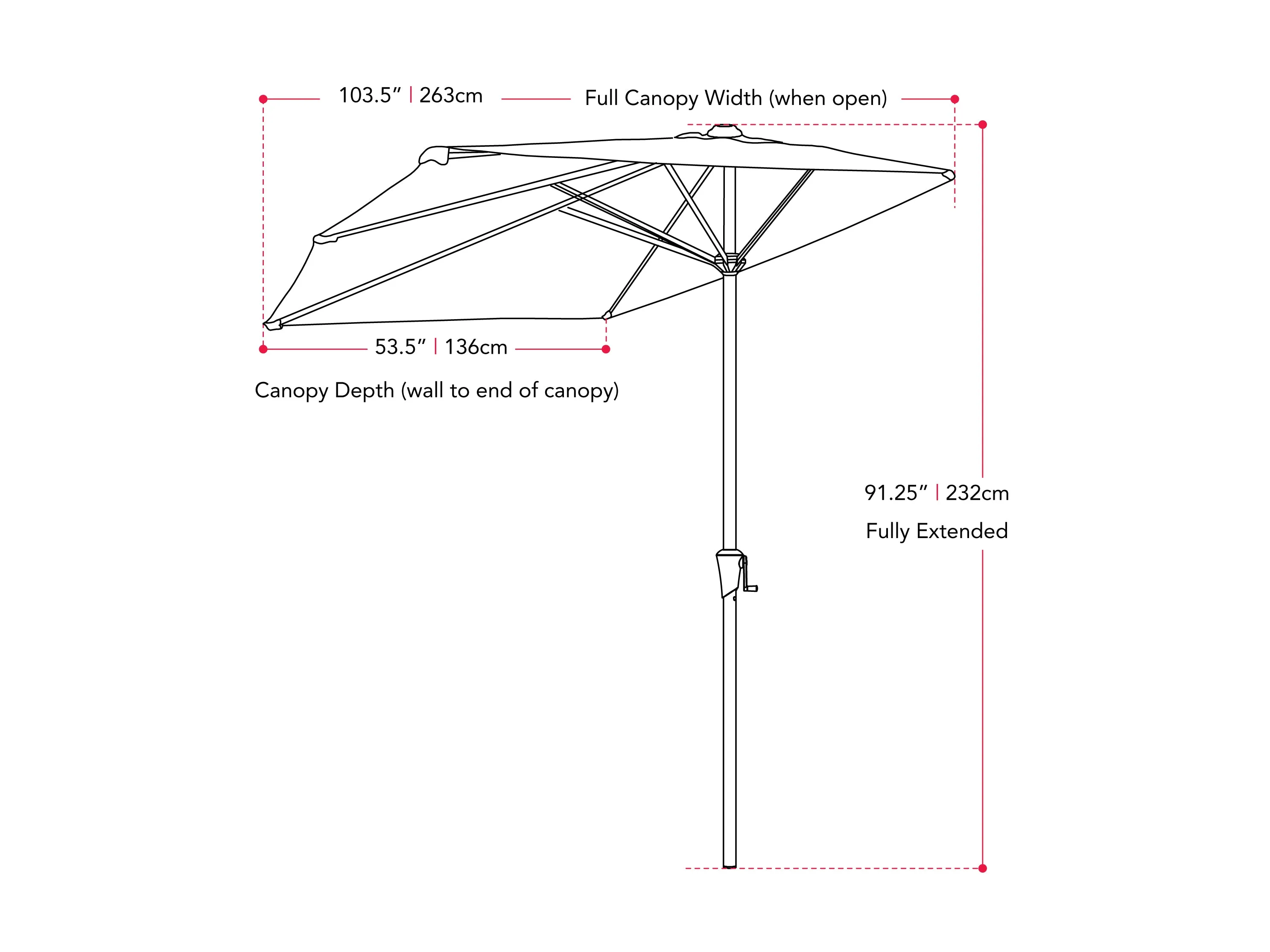 8.5ft Black Half Umbrella