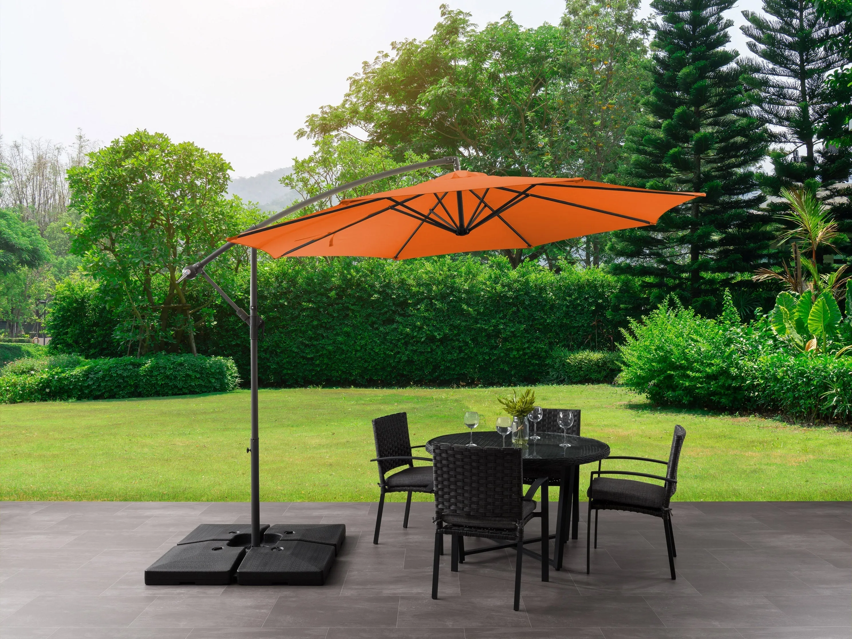 9.5ft Tilting Offset Patio Umbrella - Orange