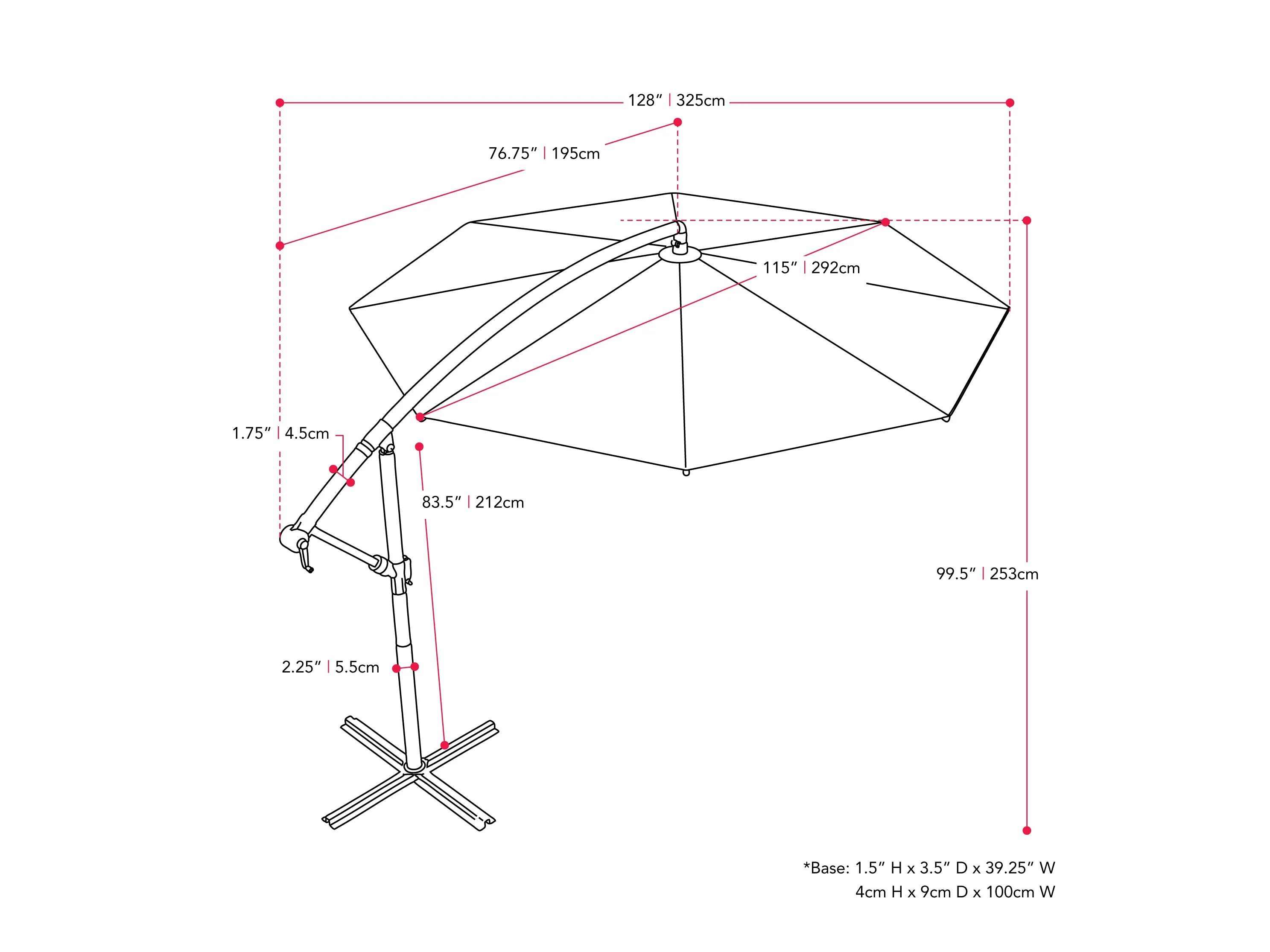 9.5ft Tilting Offset Patio Umbrella - Orange