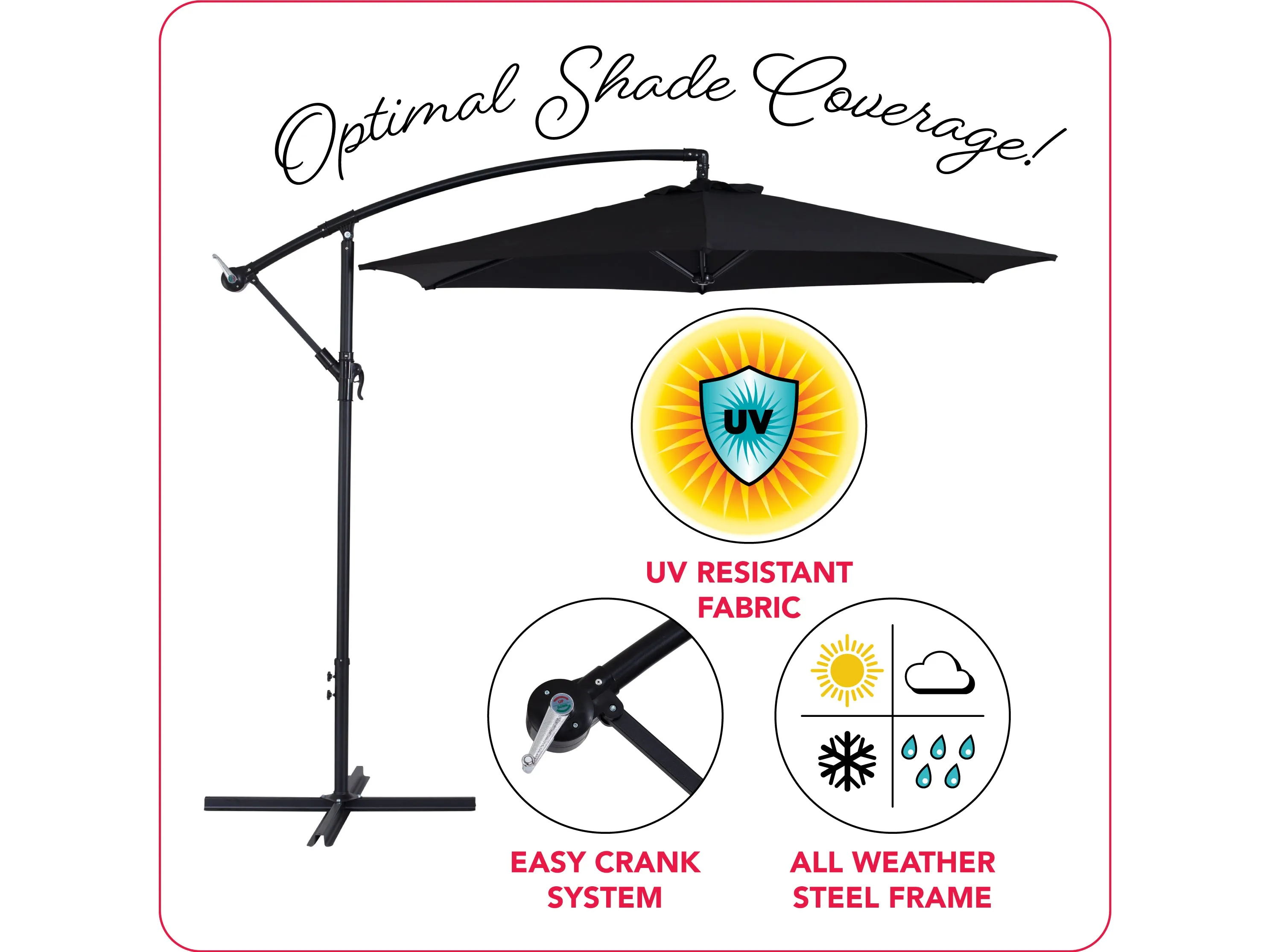 9ft Black Cantilever Umbrella