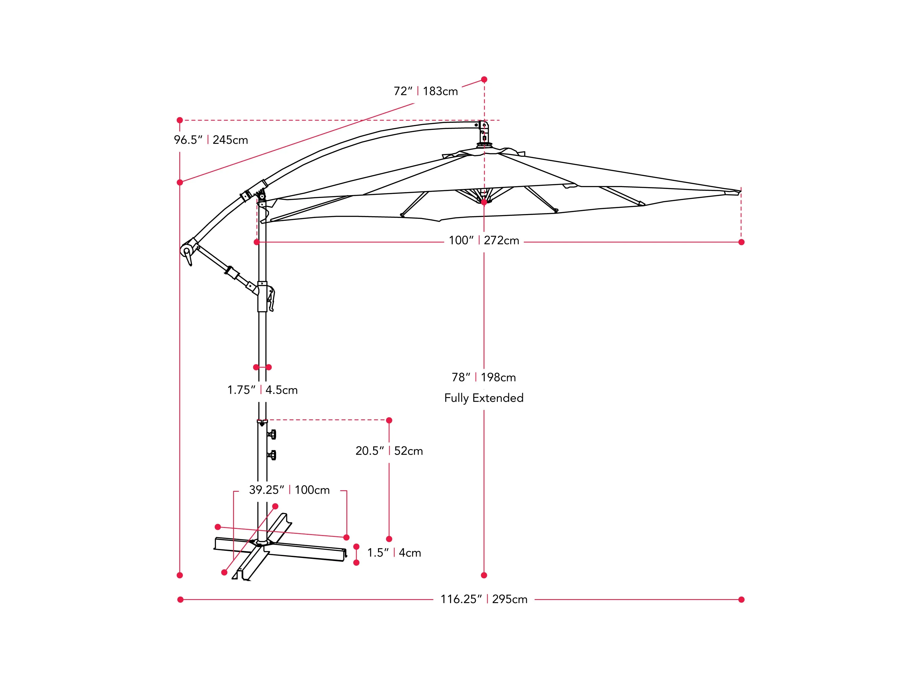 9ft Black Cantilever Umbrella