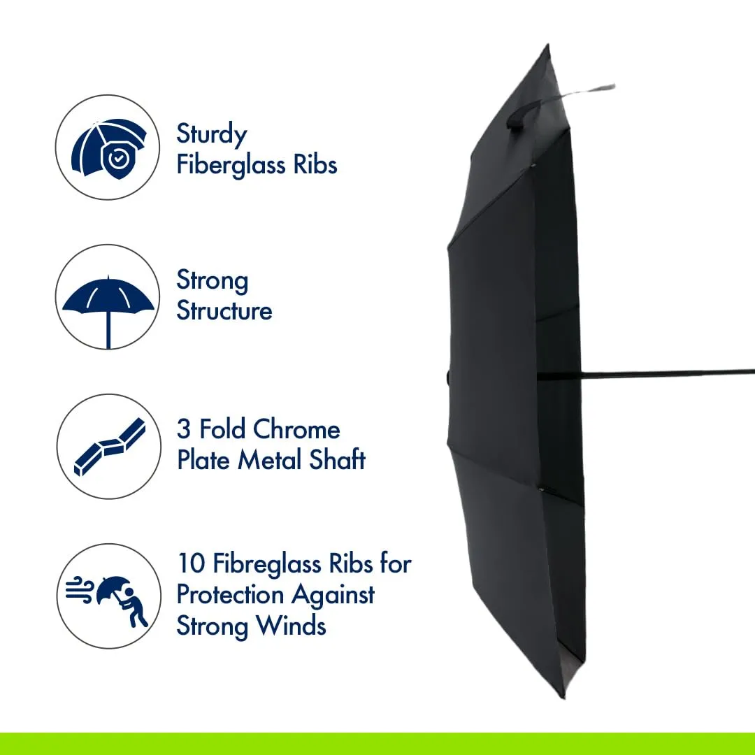 ABSORBIA 5X Folding Umbrella Black and 3X Folding Umbrella Black(Pack of 2), For Rain & Sun Protection and also windproof | Double Layer Folding Portable Umbrella with Cover | Easy to Travel