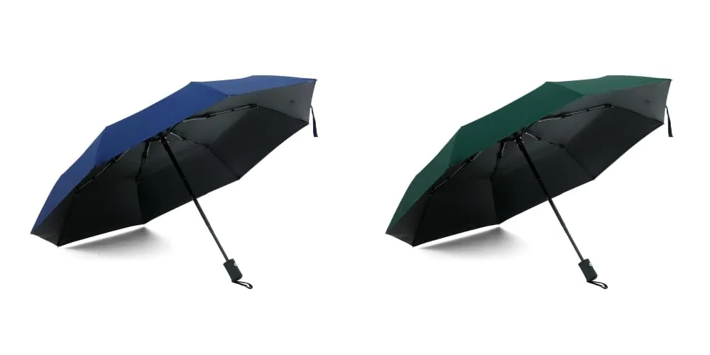 ABSORBIA Unisex 3X Folding Umbrella Navy Blue and Dark Green(Pack of 2),For Rain & Sun Protection and also windproof | Double Layer Folding Portable Umbrella with Cover