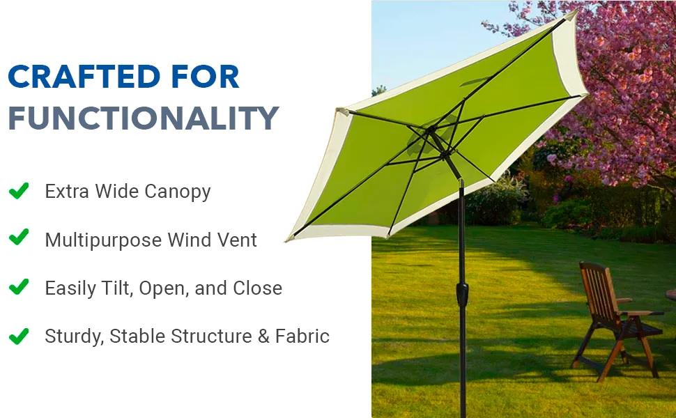 APEX GARDEN Dual Color 9 Feet Outdoor Patio Table Market Umbrella with Push Button Tilt and Crank