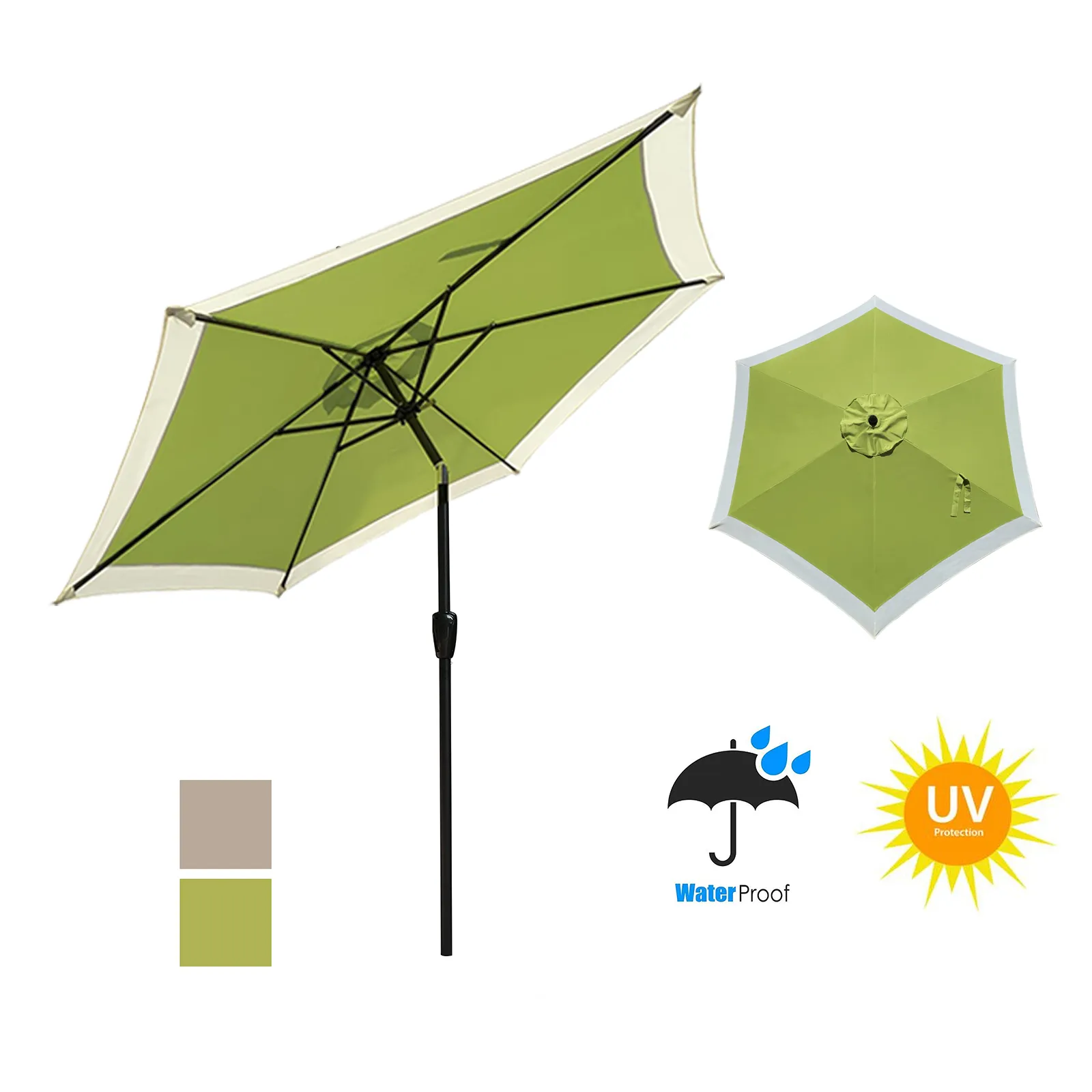 APEX GARDEN Dual Color 9 Feet Outdoor Patio Table Market Umbrella with Push Button Tilt and Crank