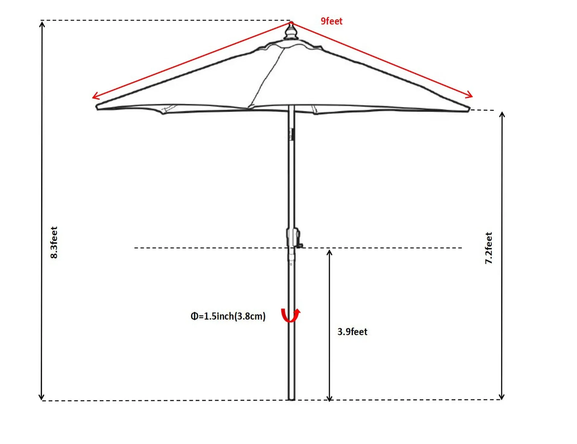 APEX GARDEN Dual Color 9 Feet Outdoor Patio Table Market Umbrella with Push Button Tilt and Crank