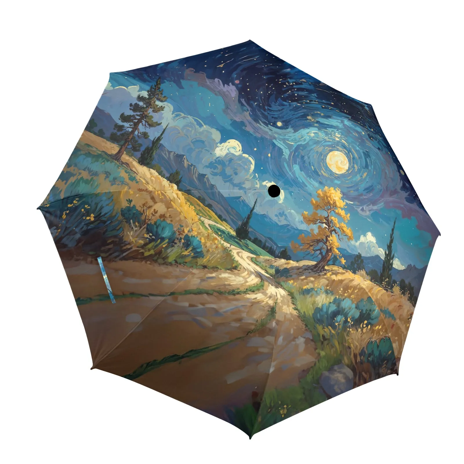 Artistic Foldable Umbrella - Scenic Starry Landscape Design