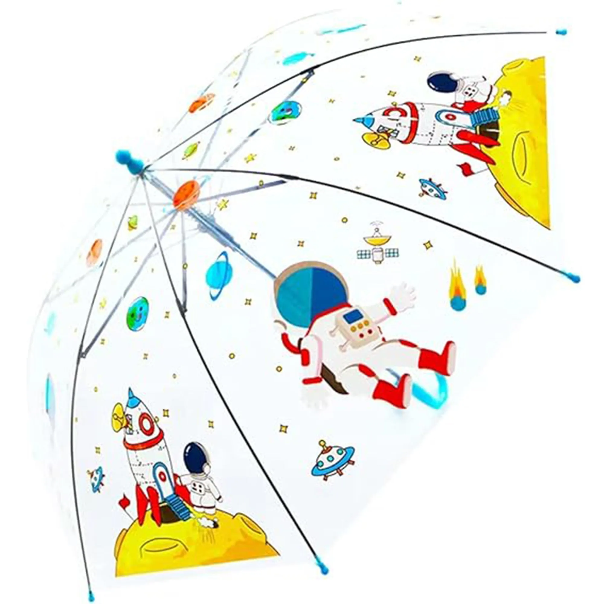 Babymoon Space Designer Transparent Automatic Kids Umbrella 2 To 10 Y | Blue