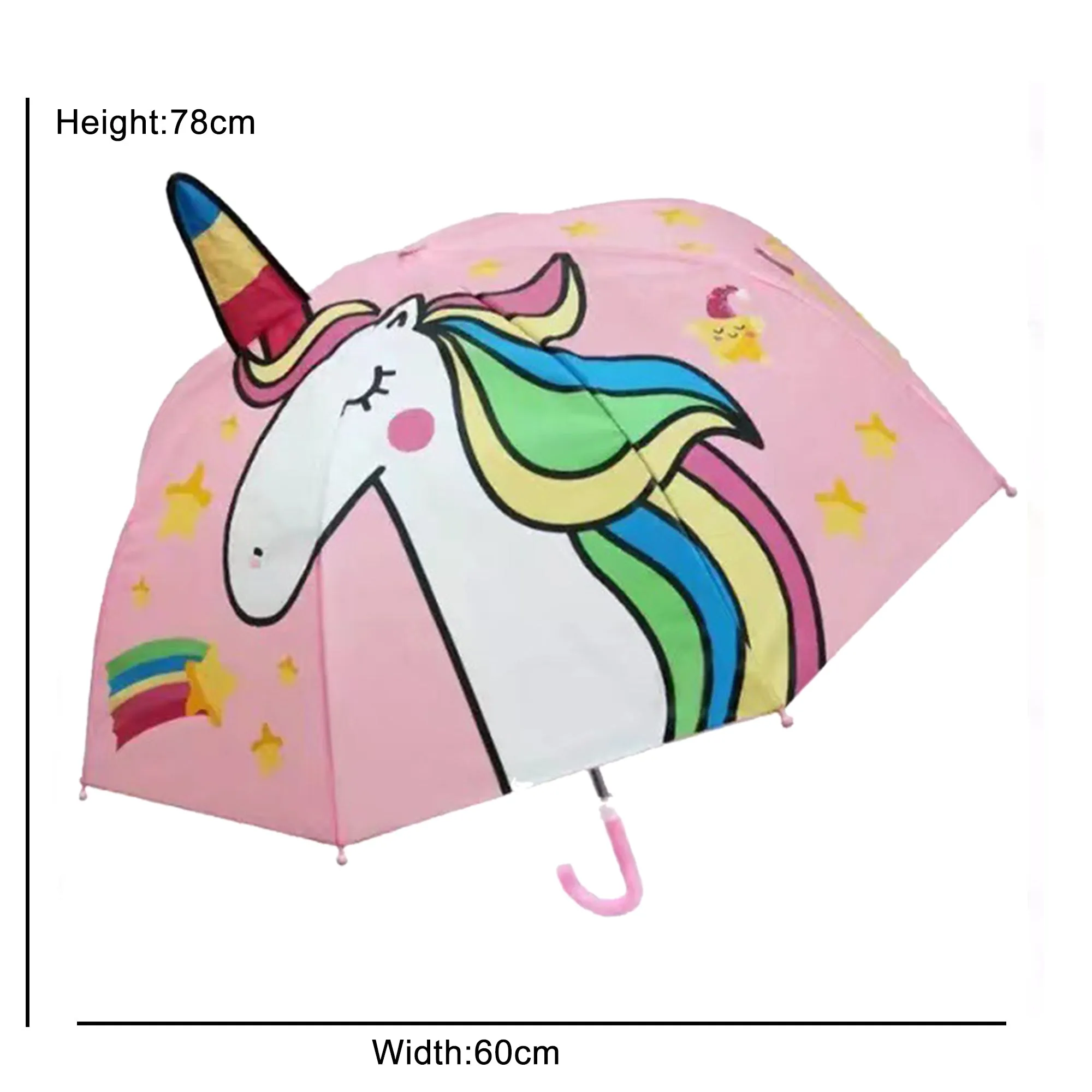 Babymoon Unicorn Designer Popup Ears Kids Umbrella | 2 To 15 Y | Pink