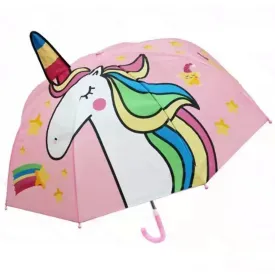 Babymoon Unicorn Designer Popup Ears Kids Umbrella | 2 To 15 Y | Pink