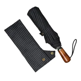 Black Striped Folding Windproof Umbrella