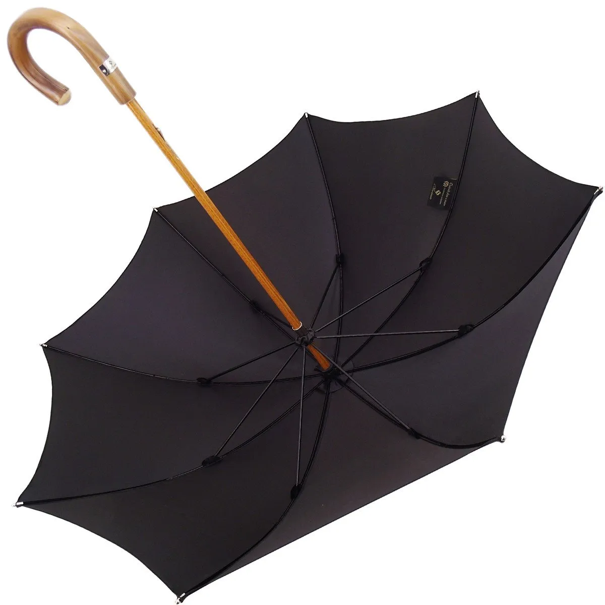 Black Umbrella with Chestnut Handle