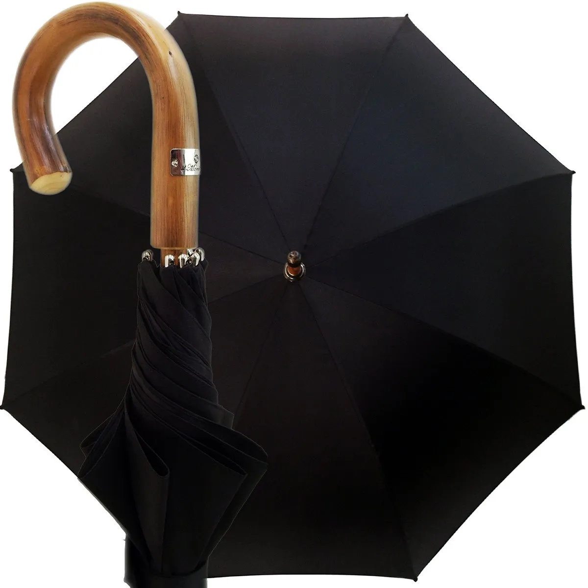 Black Umbrella with Chestnut Handle