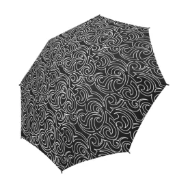 blk wht scroll print 2 Semi-Automatic Foldable Umbrella (Model U05)