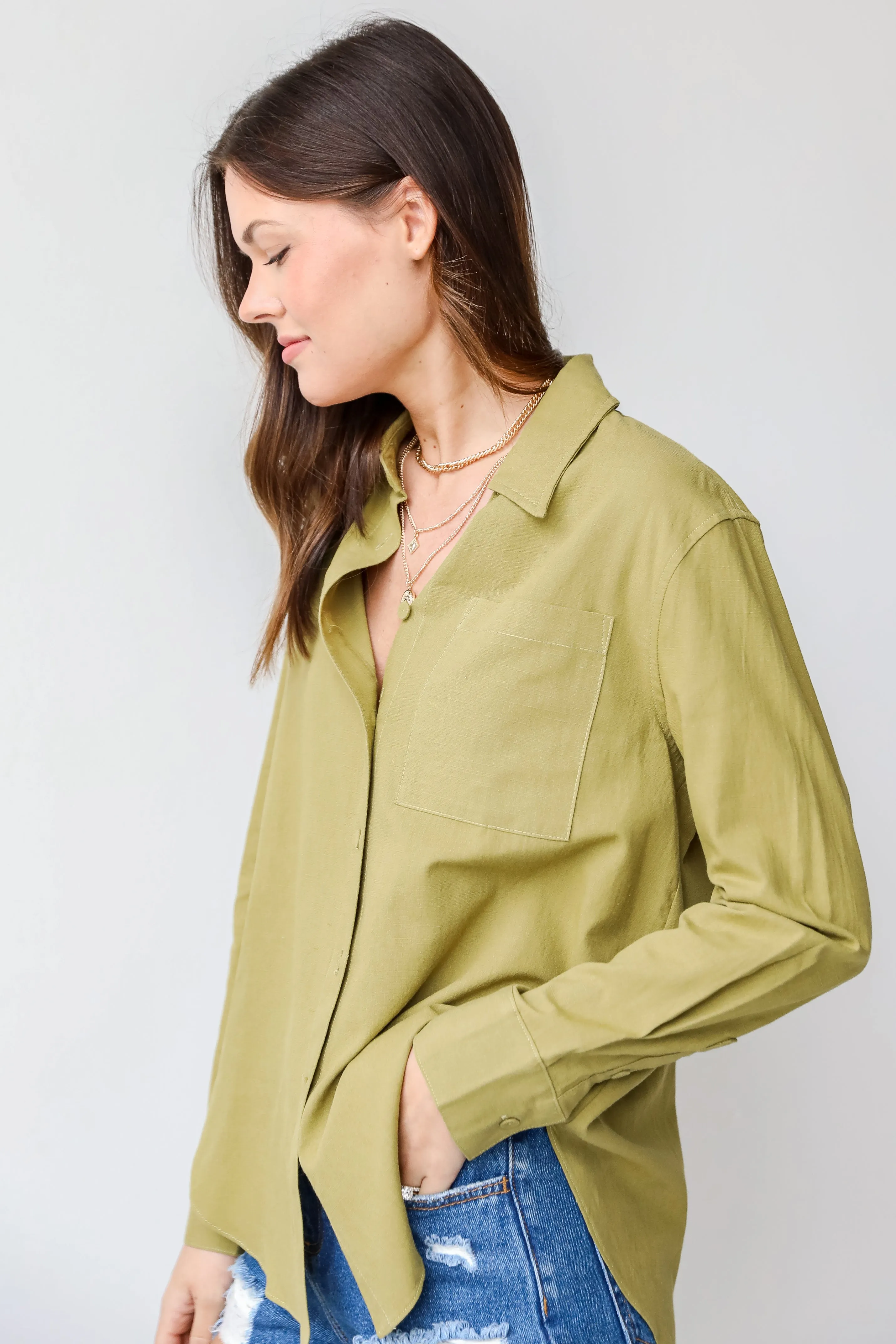 By Your Side Linen Button-Up Blouse