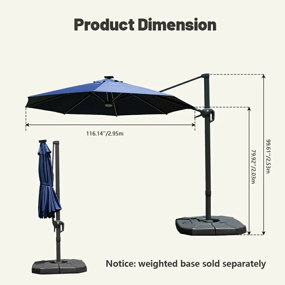 Cantilever Umbrella with Lights - Single Top