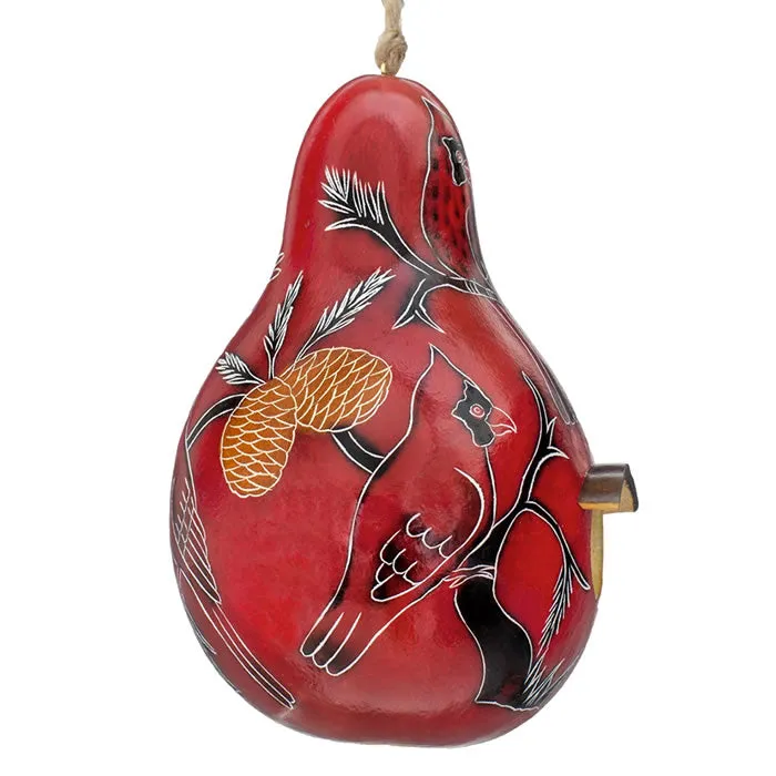 Cardinals on a Branch, Gourd Birdhouse